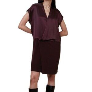 Banana Republic Claudine Mini Dress Satin Women Size M Purple V-Neck Party NEW